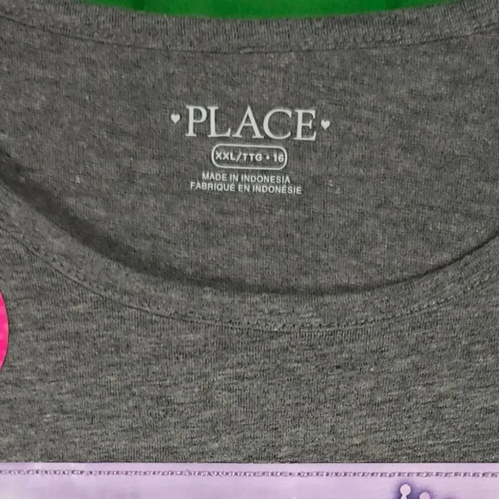 NWT Children’s Place Interactive Penguin Shirt • Girls XXL (16) • Gray • Rare